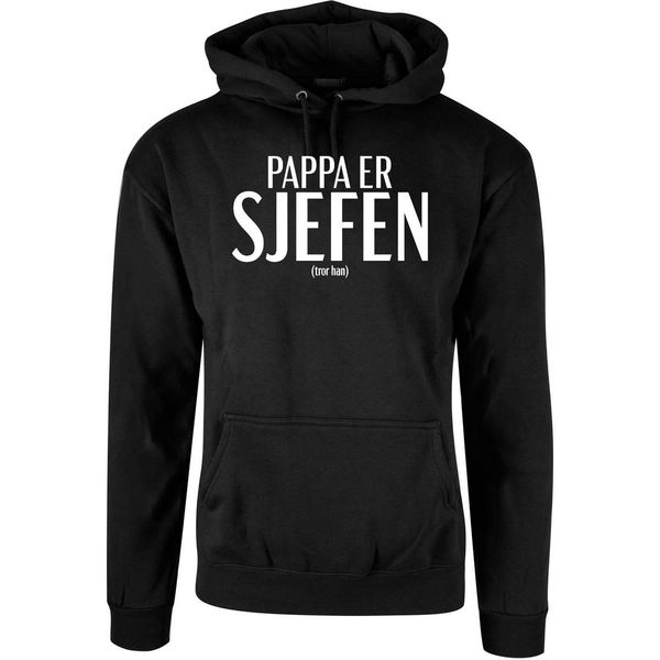 Hovedbilde OUTLET - Pappa er sjefen Hettegenser - sort -2XL